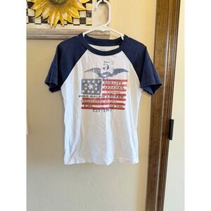Polo Ralph Lauren Boys Raglan T-Shirt Flag Eagle Vintage Style Graphic Sz 6